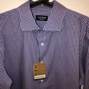 Tie Bar Gingham Button Down Shirt